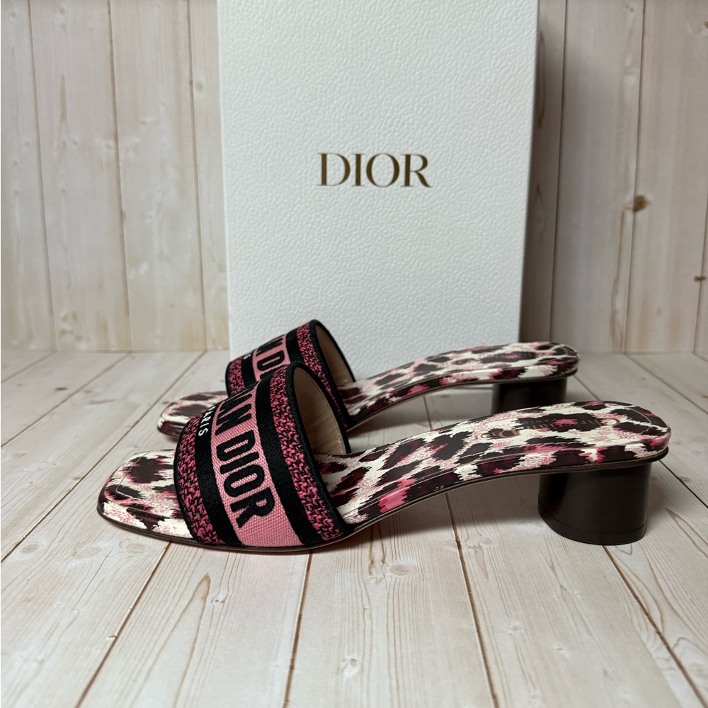 Christian Dior Mizza Embroidered Cotton Dway Slide Sandal Dark Ruby Sz 39 / 9 - Picture 4 of 13